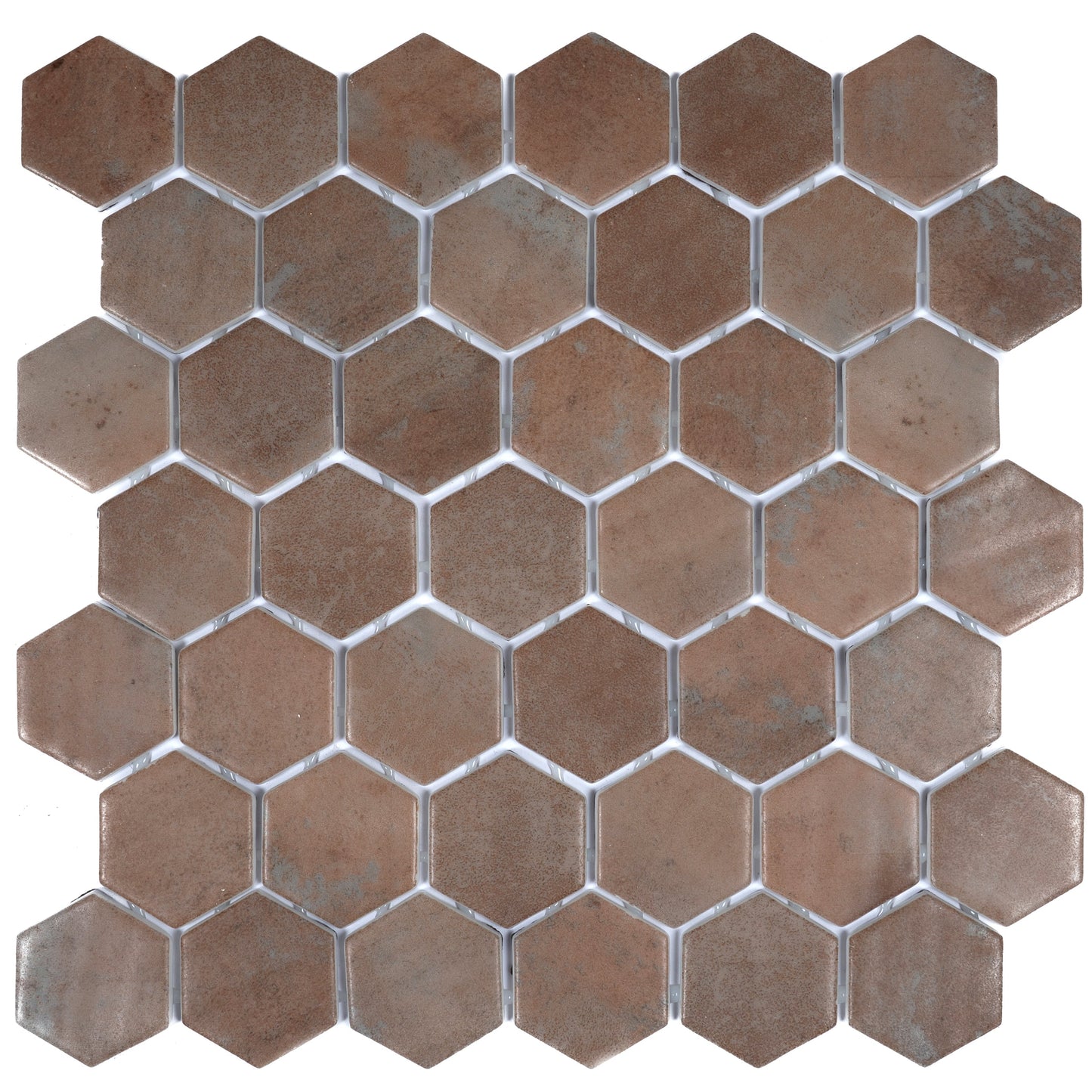 Taupe 12x12 Matte Recycled Glass Hexagon Mosaic Tile - Sample