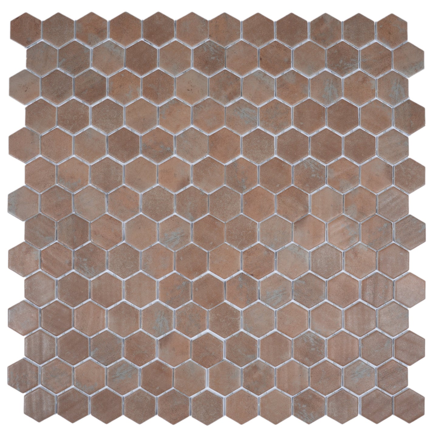 Taupe 12x12 Matte Recycled Glass Hexagon Mosaic Tile - Sample