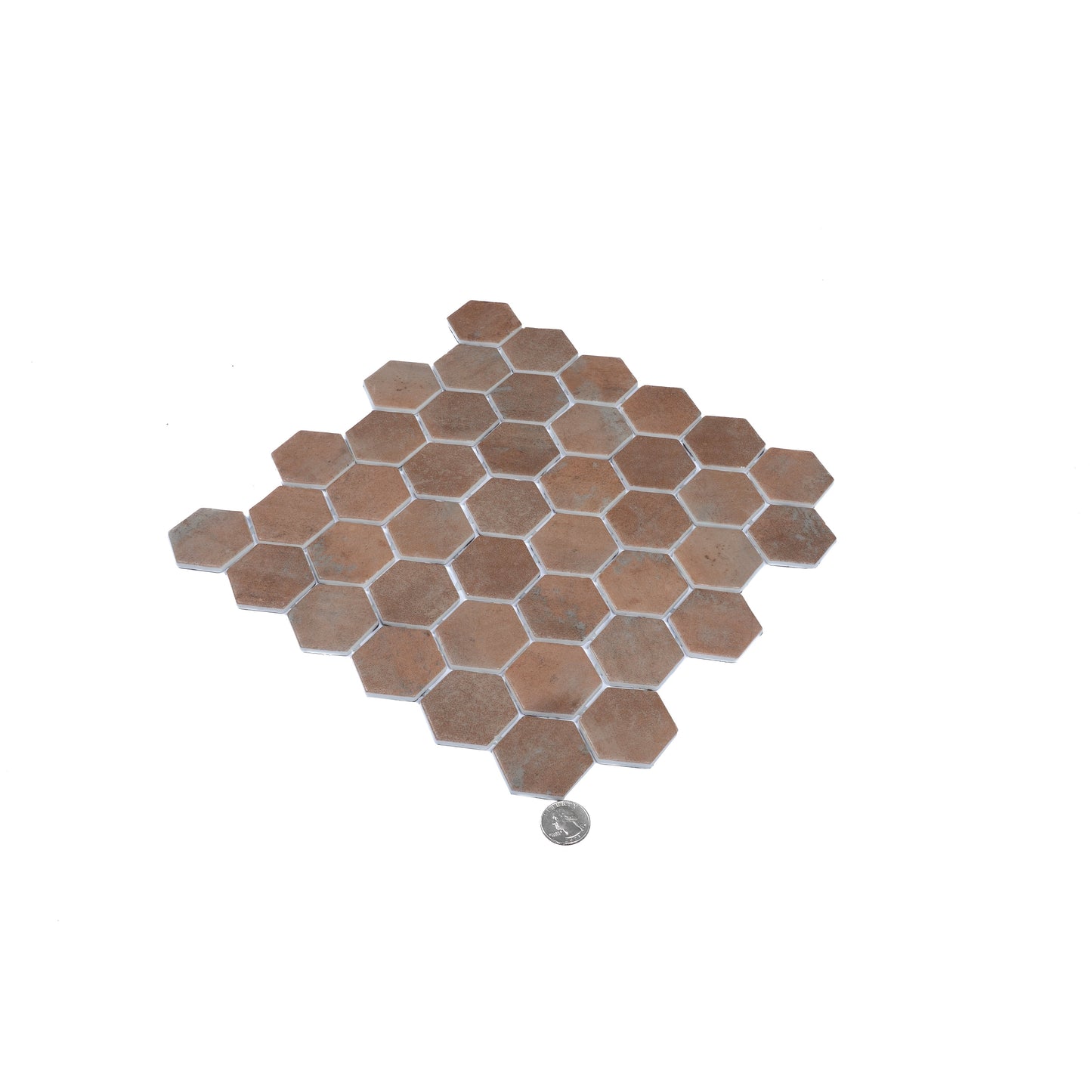 Taupe 12x12 Matte Recycled Glass Hexagon Mosaic Tile - Sample