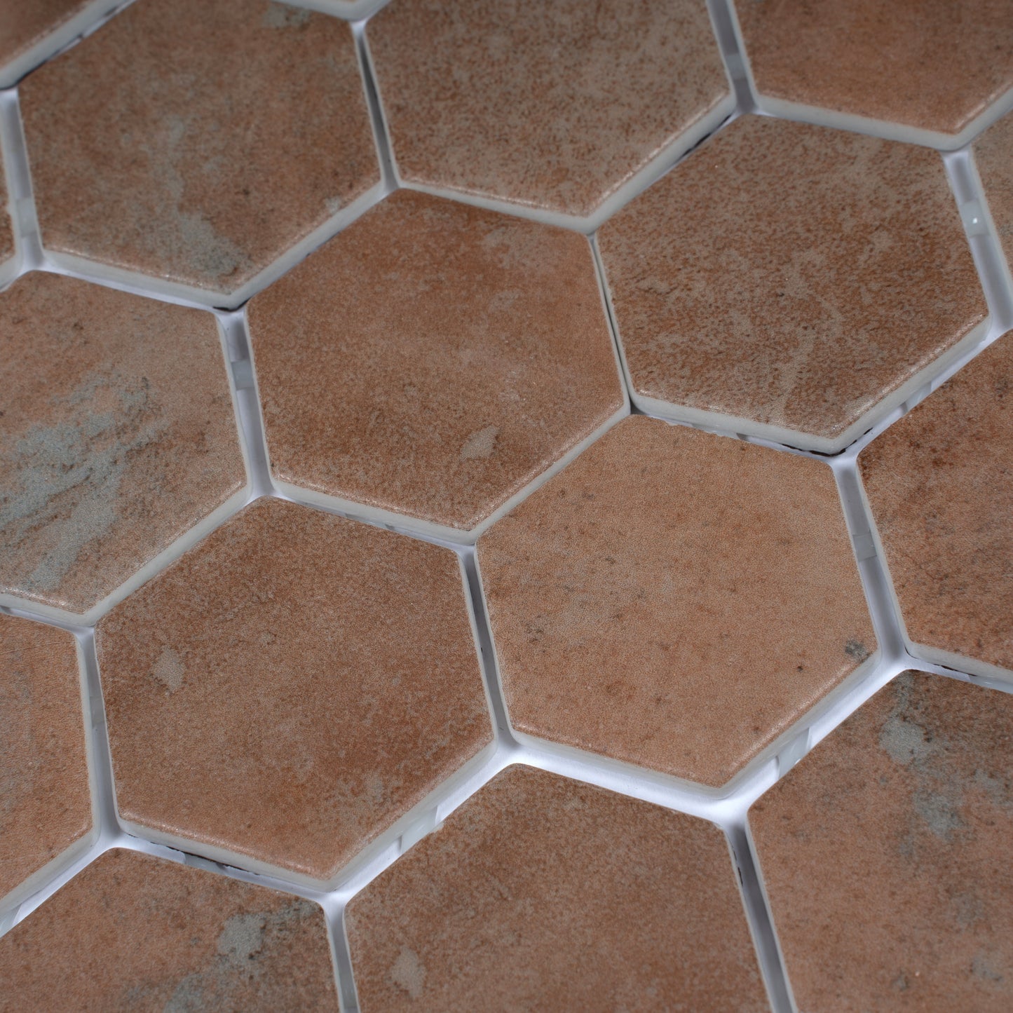 Taupe 12x12 Matte Recycled Glass Hexagon Mosaic Tile - Sample