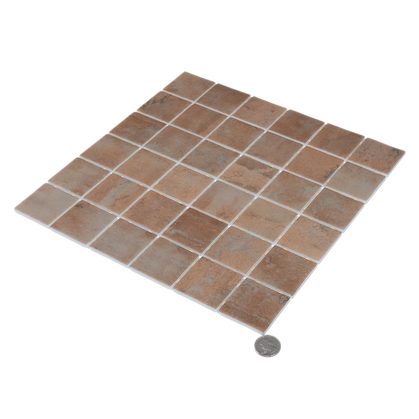 Taupe 12x12 Matte Recycled Glass Square Mosaic Tile - Sample