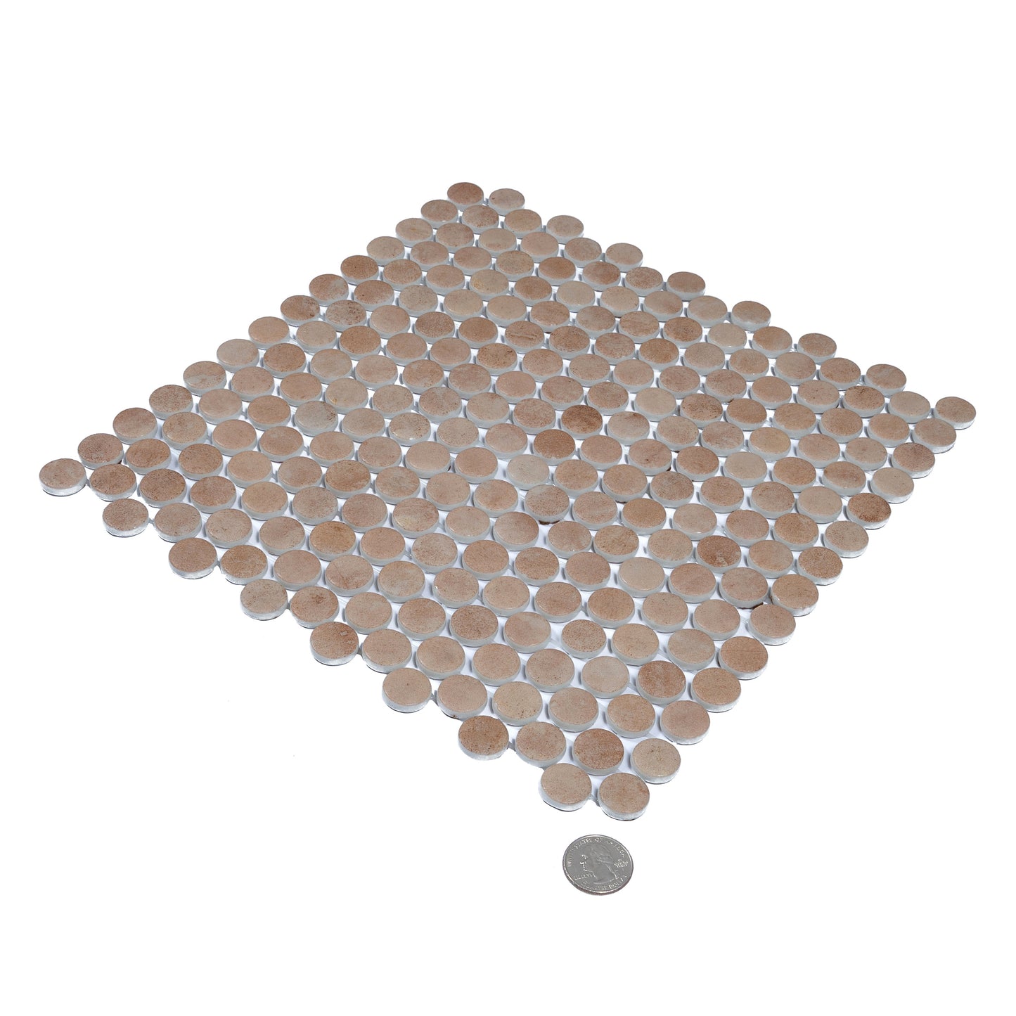 Taupe 12x12 Matte Recycled Glass Round Mosaic Tile