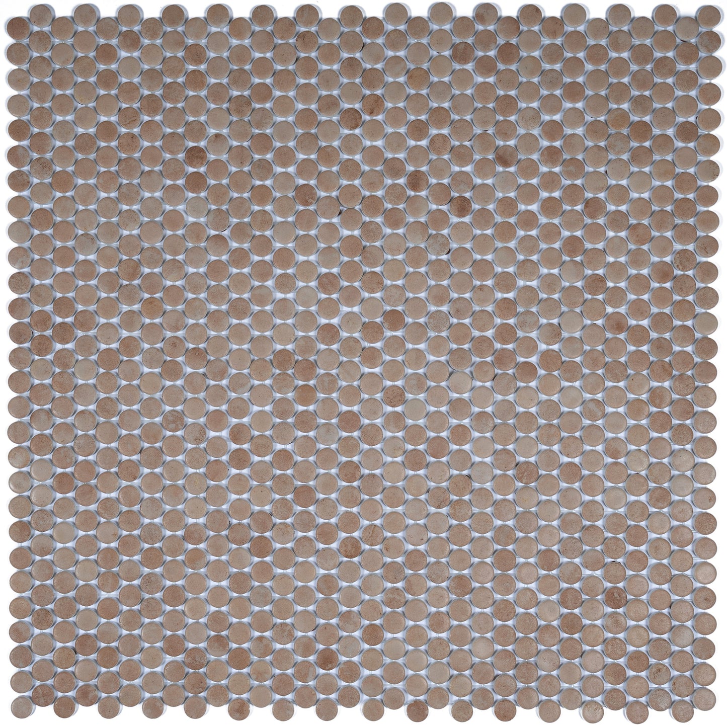 Taupe 12x12 Matte Recycled Glass Round Mosaic Tile
