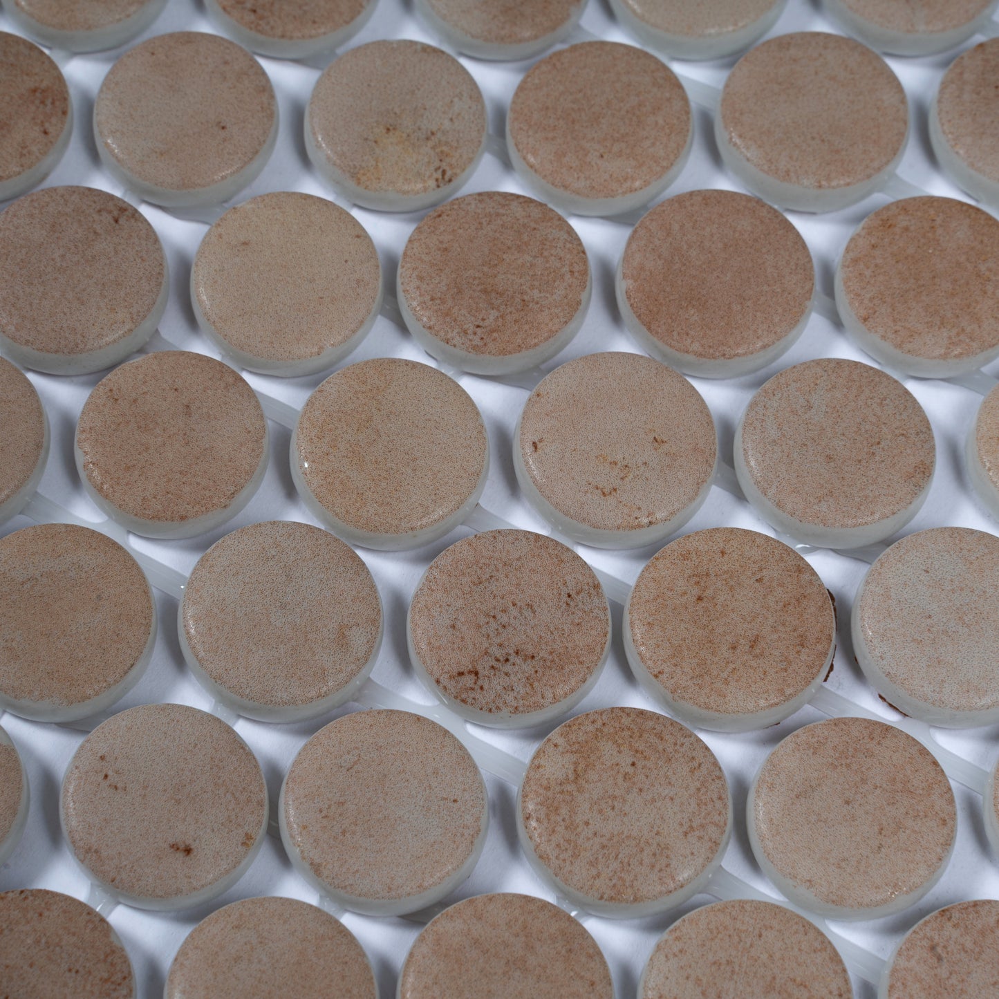 Taupe 12x12 Matte Recycled Glass Round Mosaic Tile - Sample