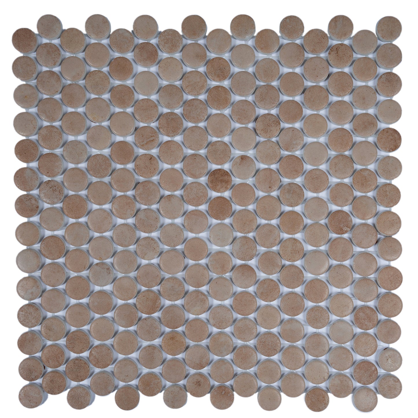 Taupe 12x12 Matte Recycled Glass Round Mosaic Tile - Sample