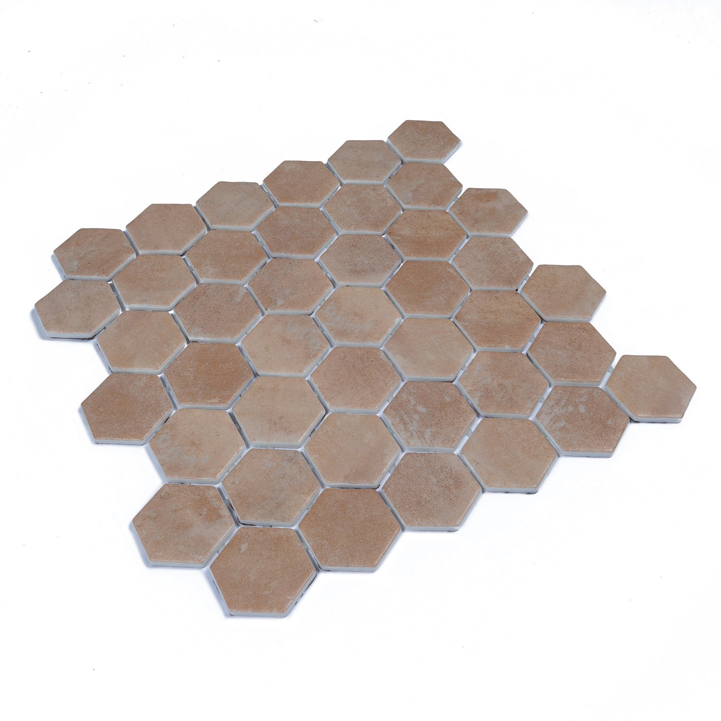 Clay Beige 12x12 Matte Recycled Glass Hexagon Mosaic Tile - Sample