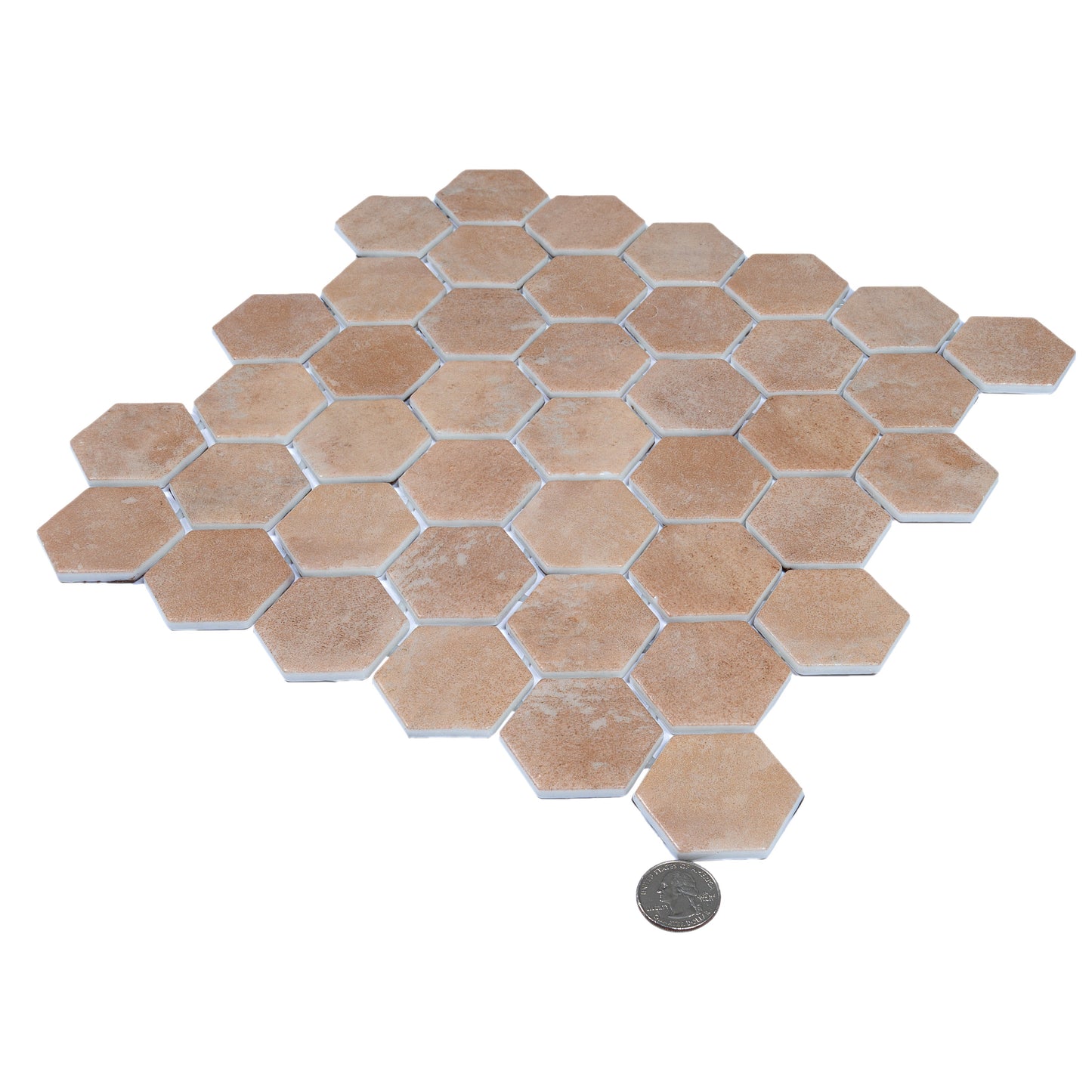 Clay Beige 12x12 Matte Recycled Glass Hexagon Mosaic Tile - Sample