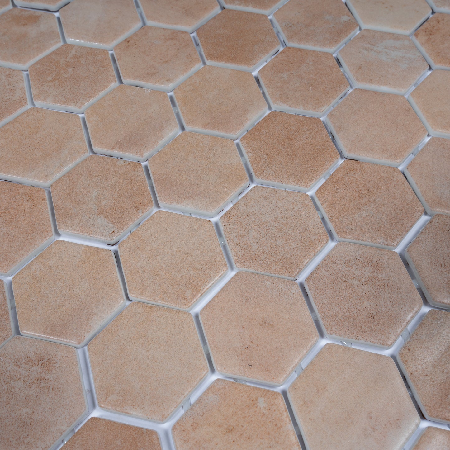 Clay Beige 12x12 Matte Recycled Glass Hexagon Mosaic Tile - Sample