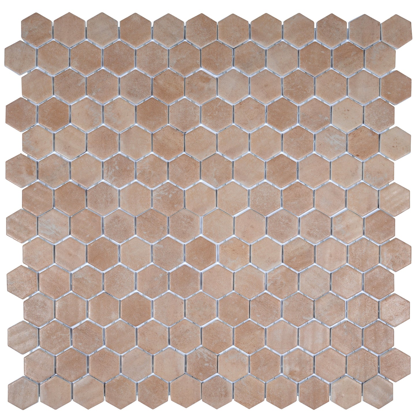 Clay Beige 12x12 Matte Recycled Glass Hexagon Mosaic Tile