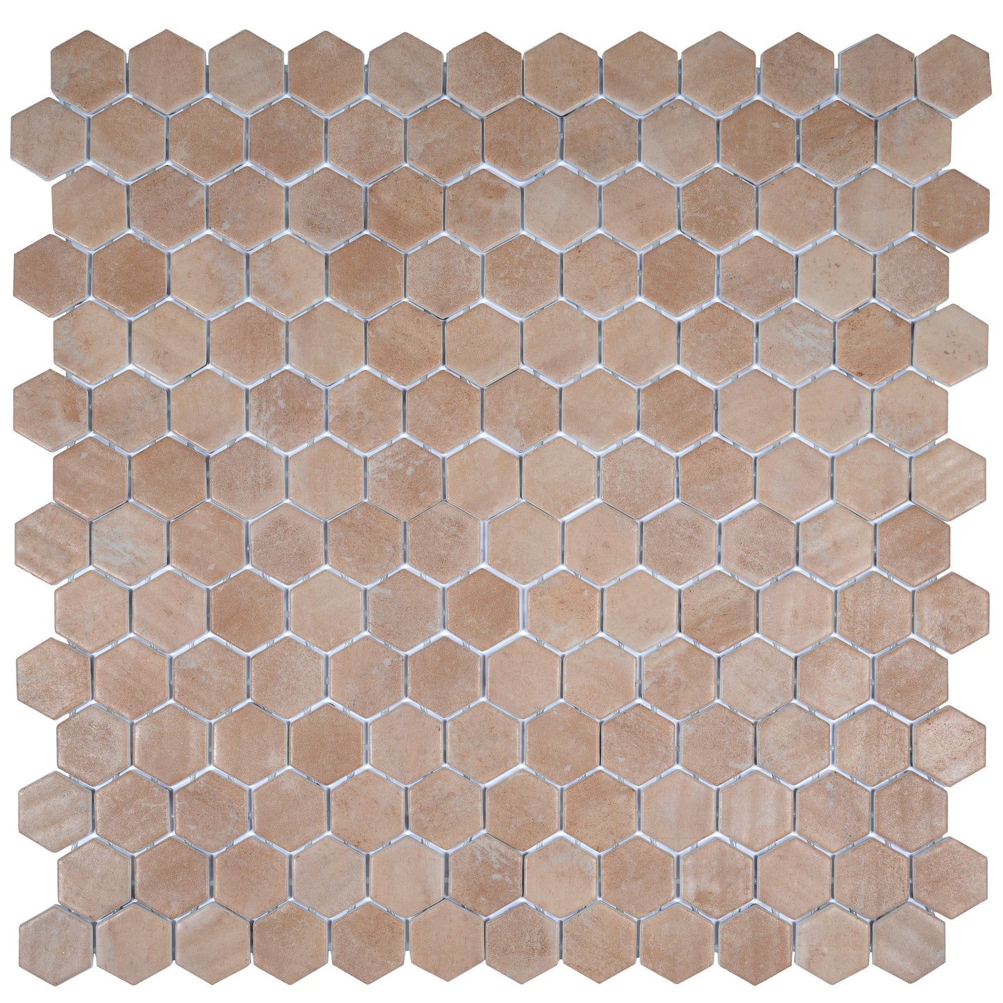 Clay Beige 12x12 Matte Recycled Glass Hexagon Mosaic Tile - Sample