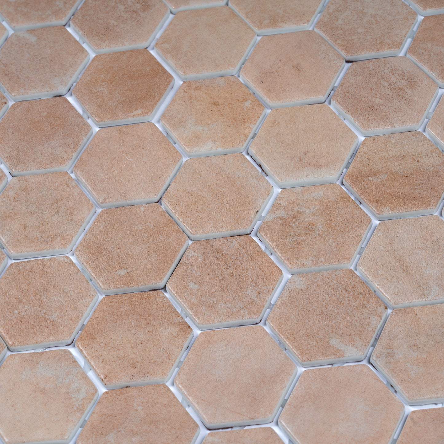 Clay Beige 12x12 Matte Recycled Glass Hexagon Mosaic Tile - Sample