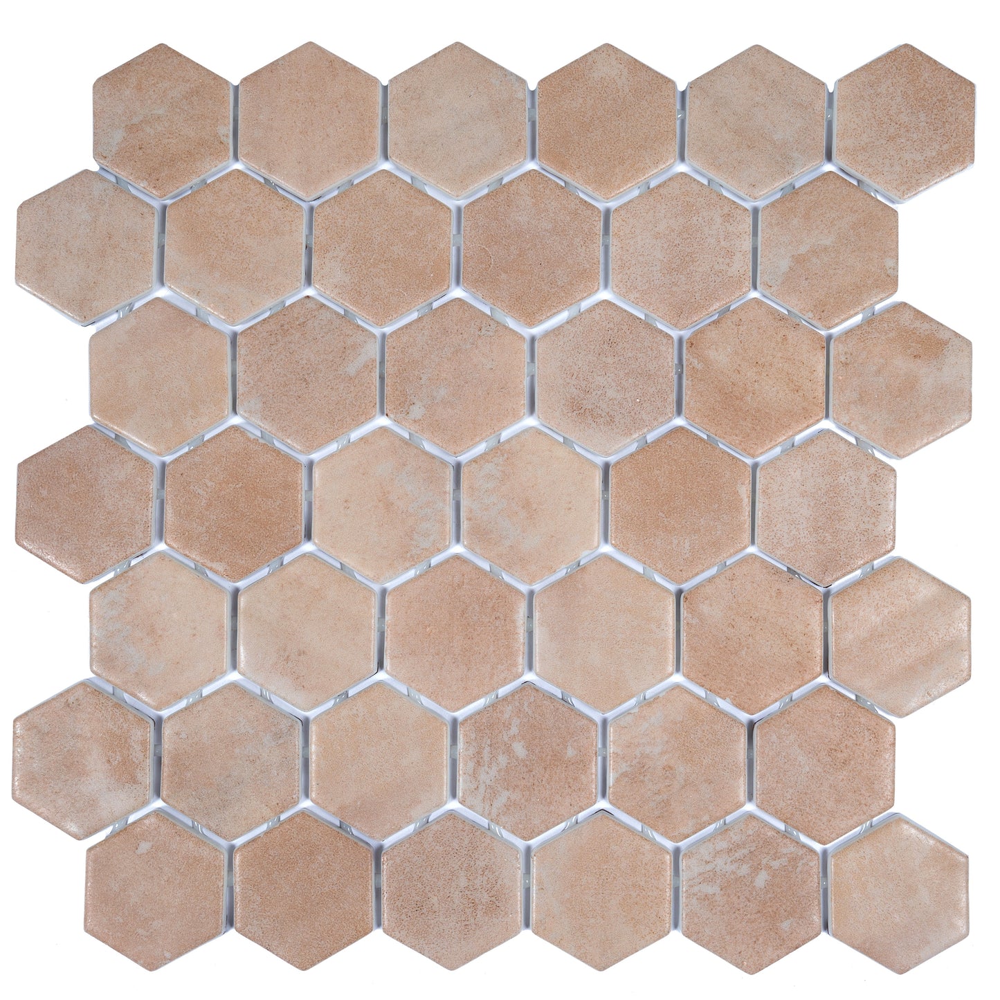 Clay Beige 12x12 Matte Recycled Glass Hexagon Mosaic Tile