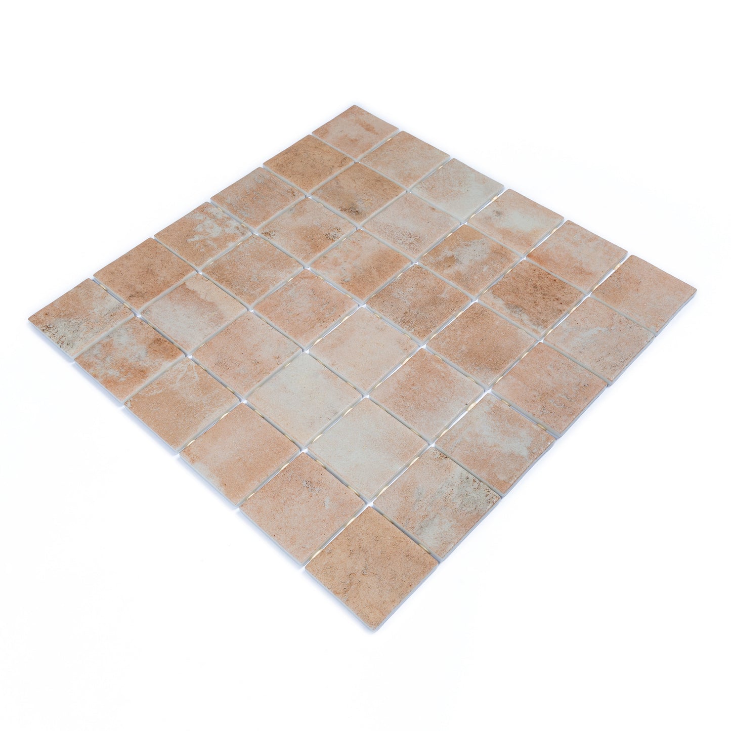 Clay Beige 12x12 Matte Recycled Glass Square Mosaic Tile