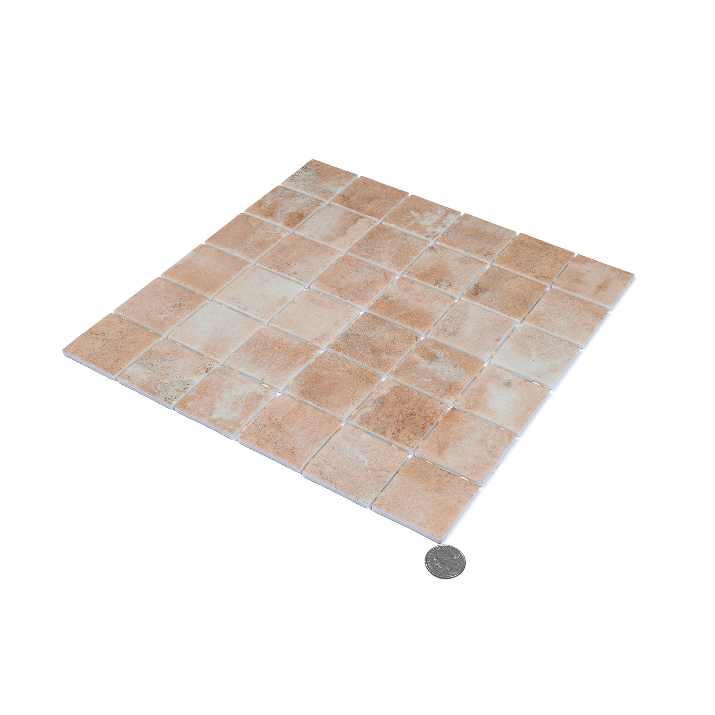 Clay Beige 12x12 Matte Recycled Glass Square Mosaic Tile - Sample