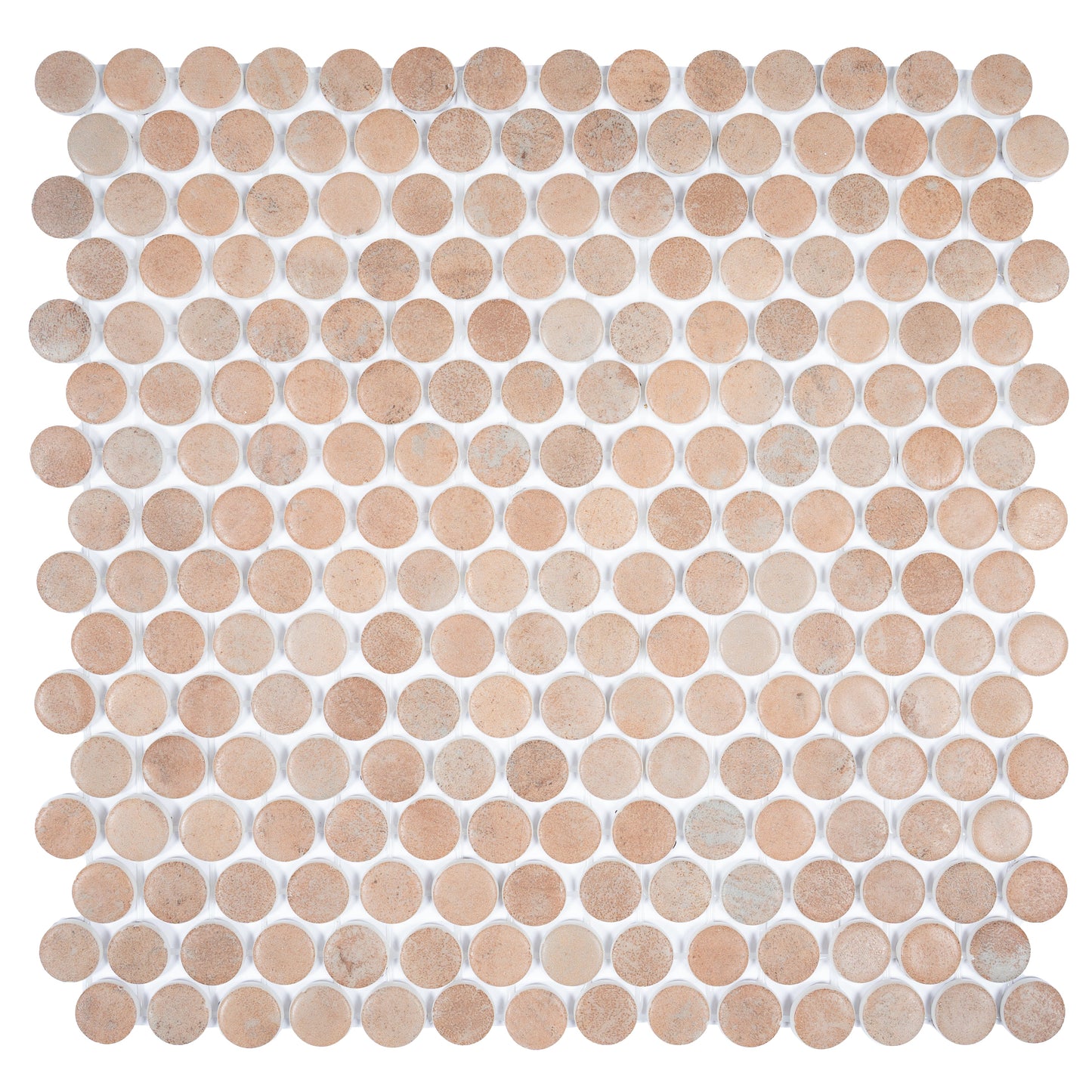 Clay Beige 12x12 Matte Recycled Glass Round Mosaic Tile