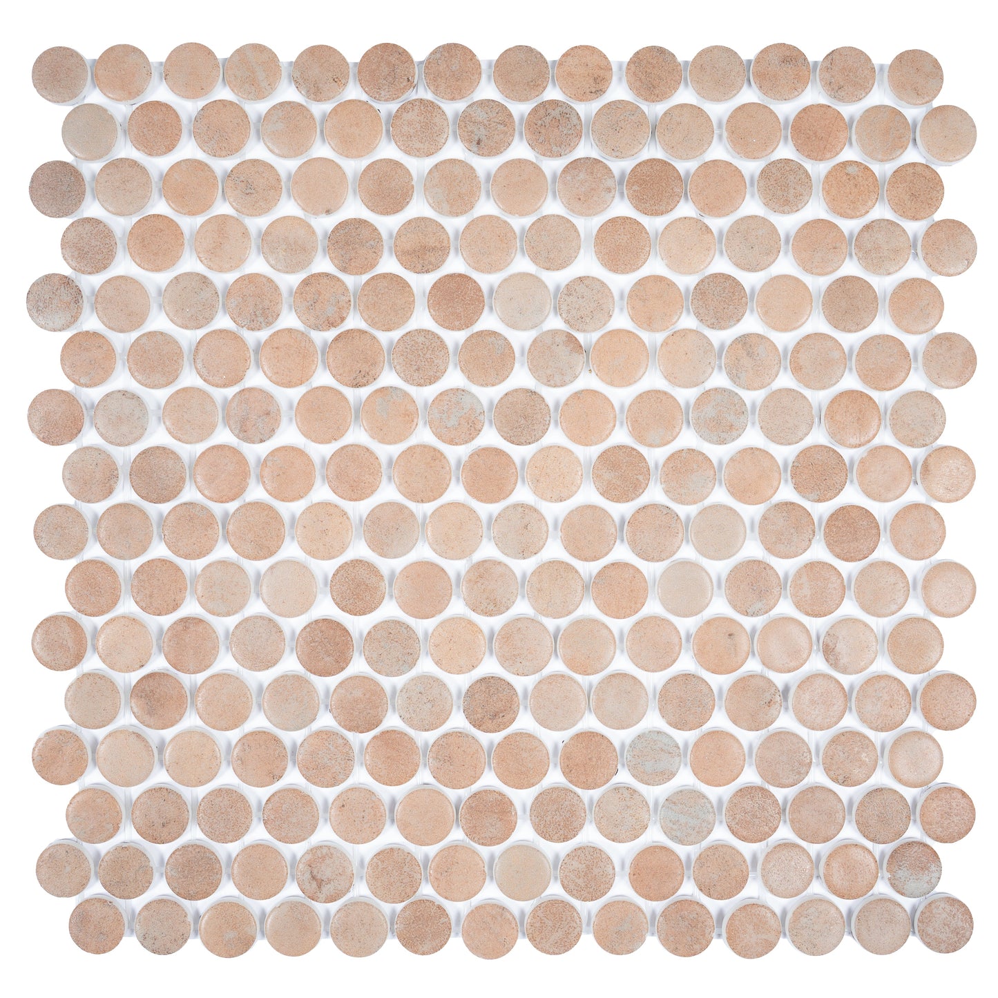 Clay Beige 12x12 Matte Recycled Glass Round Mosaic Tile - Sample
