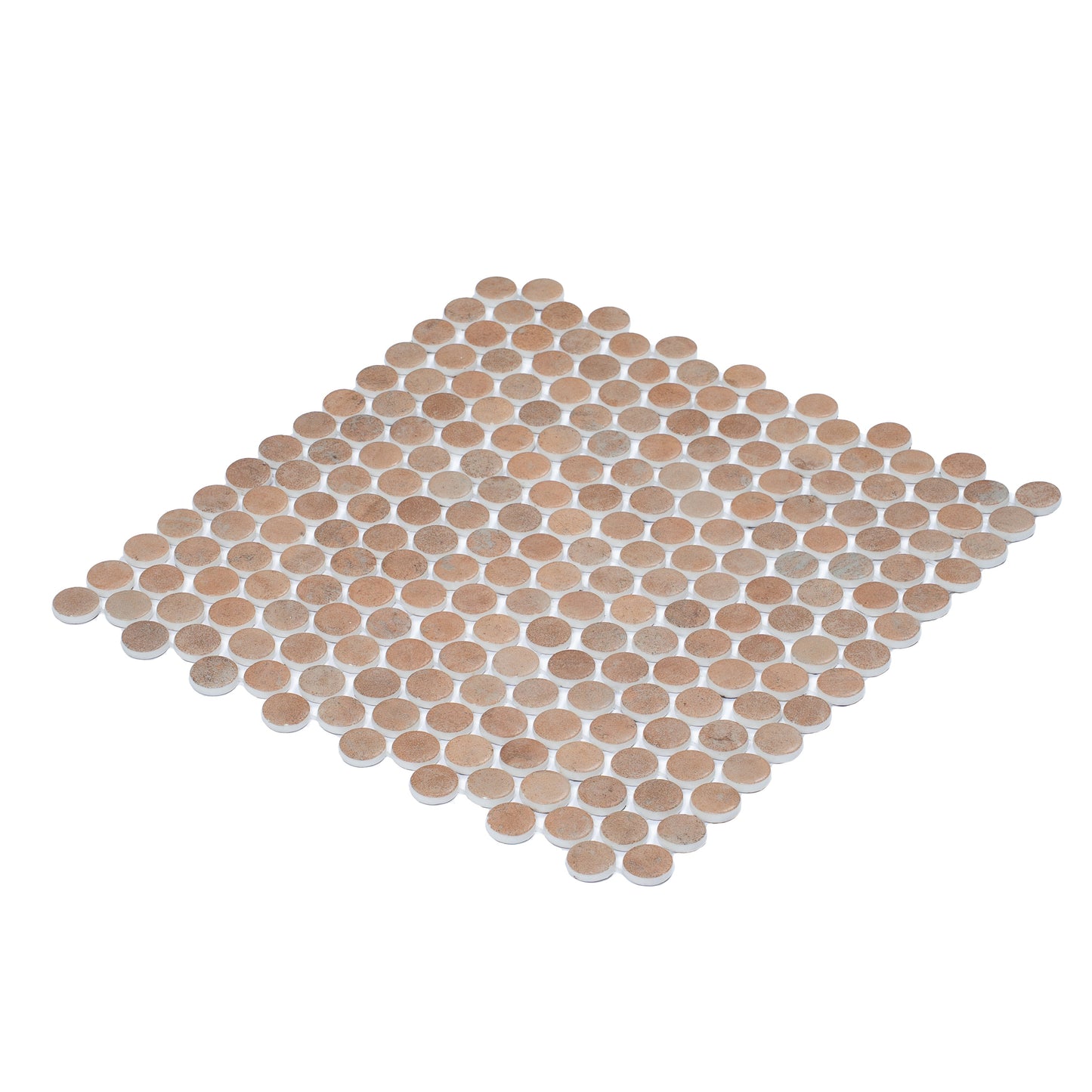 Clay Beige 12x12 Matte Recycled Glass Round Mosaic Tile
