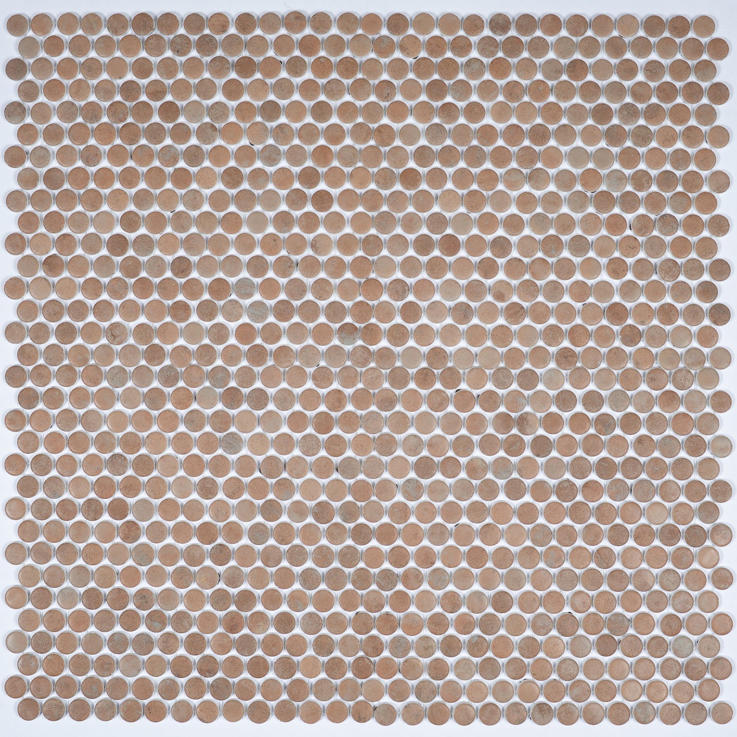 Clay Beige 12x12 Matte Recycled Glass Round Mosaic Tile - Sample