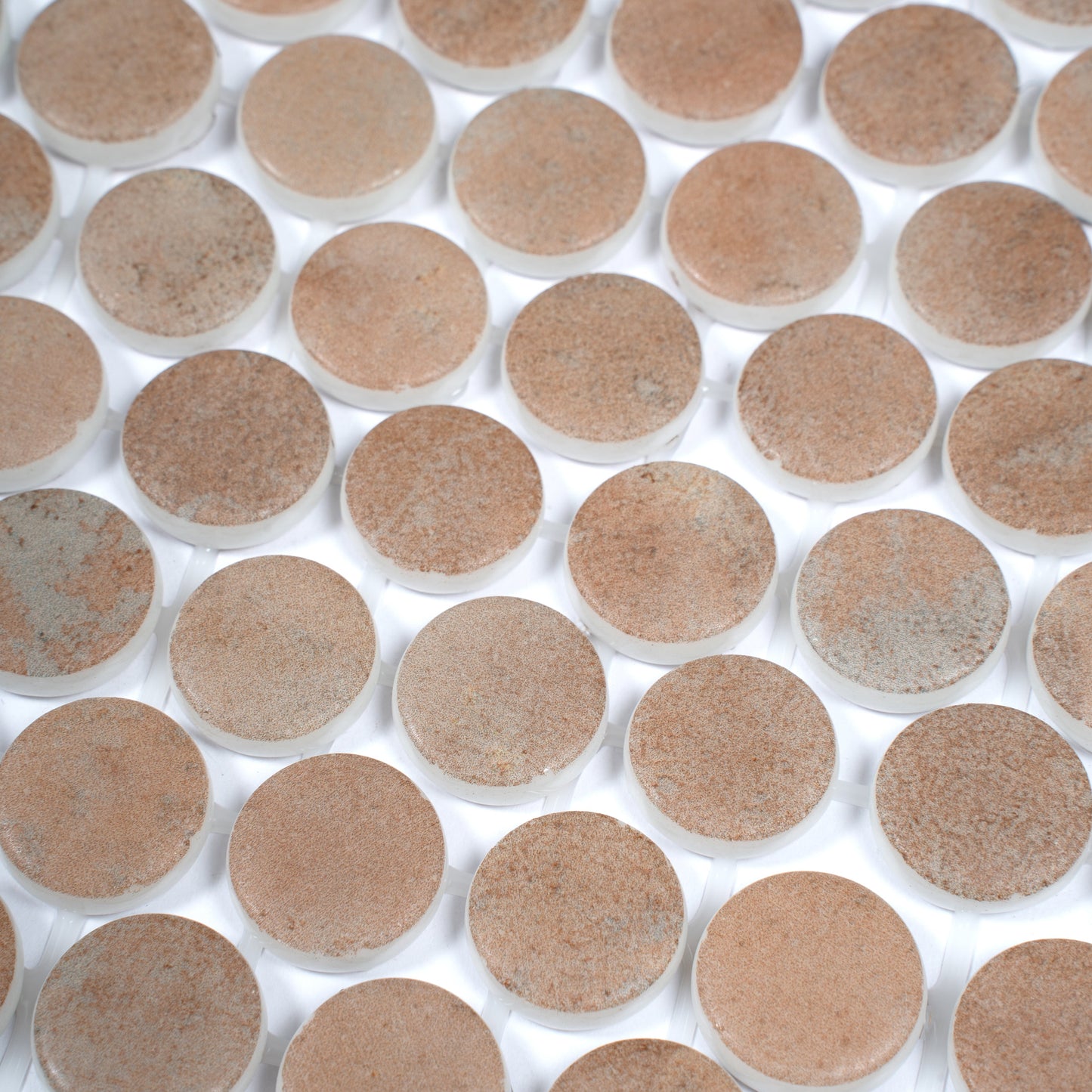 Clay Beige 12x12 Matte Recycled Glass Round Mosaic Tile - Sample