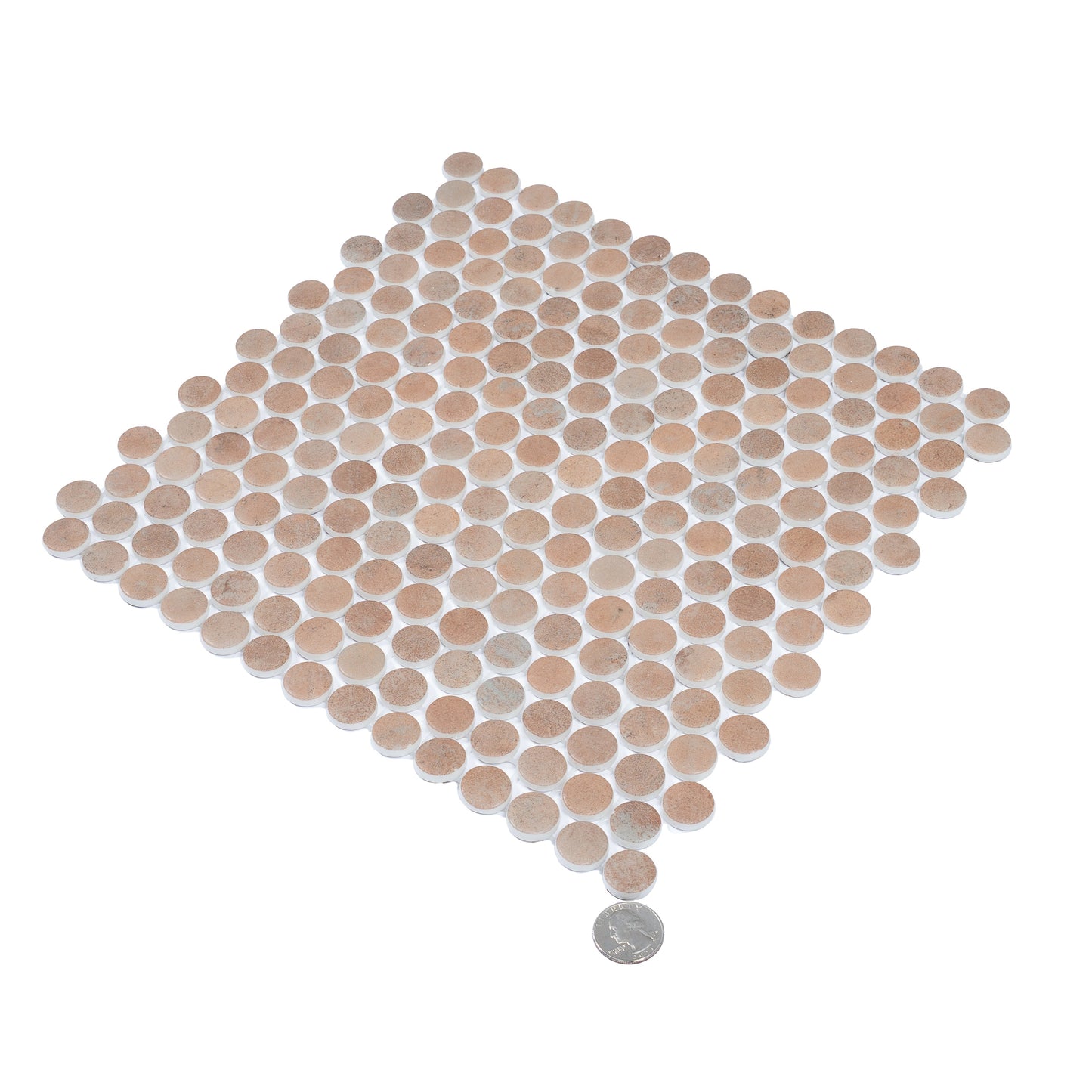 Clay Beige 12x12 Matte Recycled Glass Round Mosaic Tile