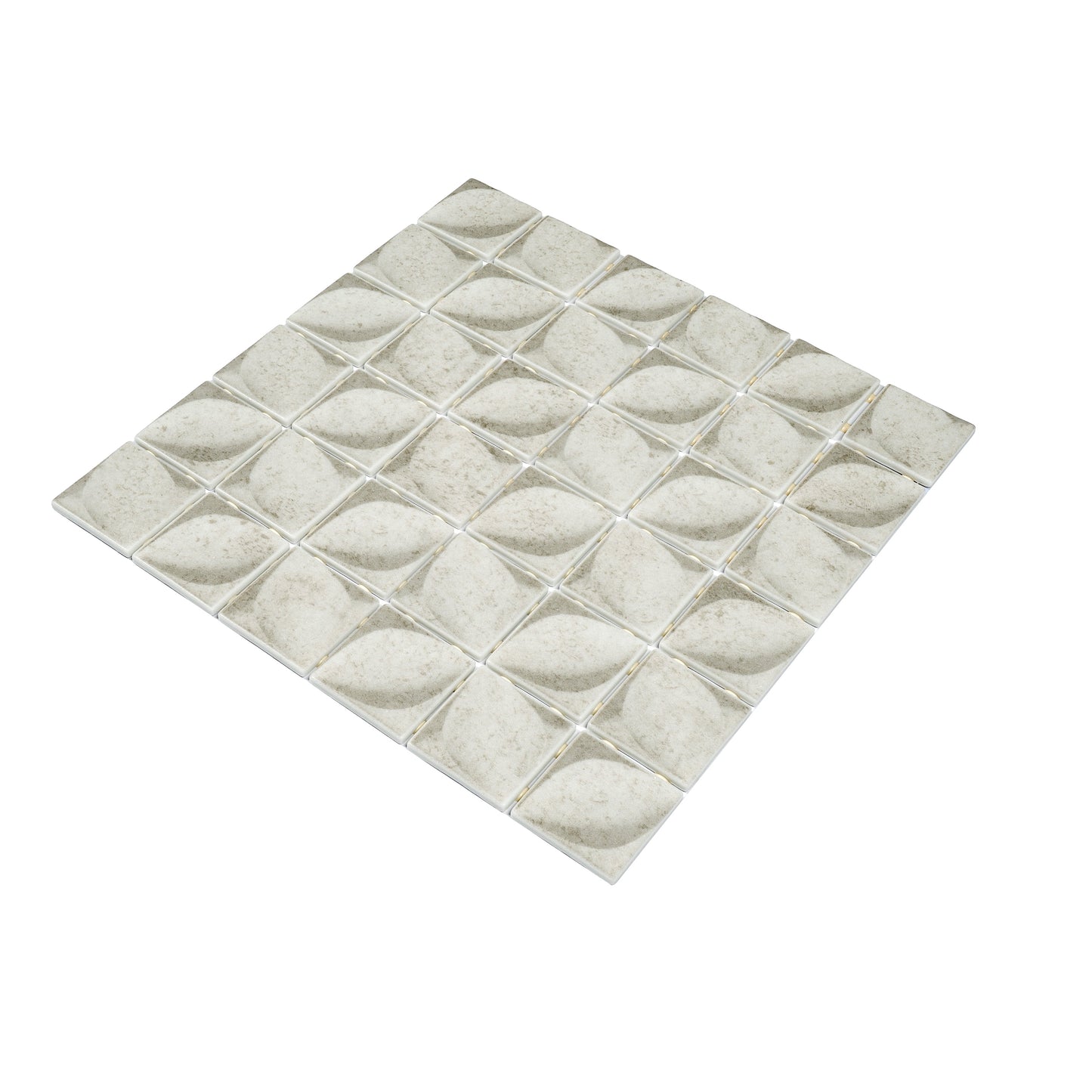 Beige 12x12 Matte Recycled Glass Square Mosaic Tile