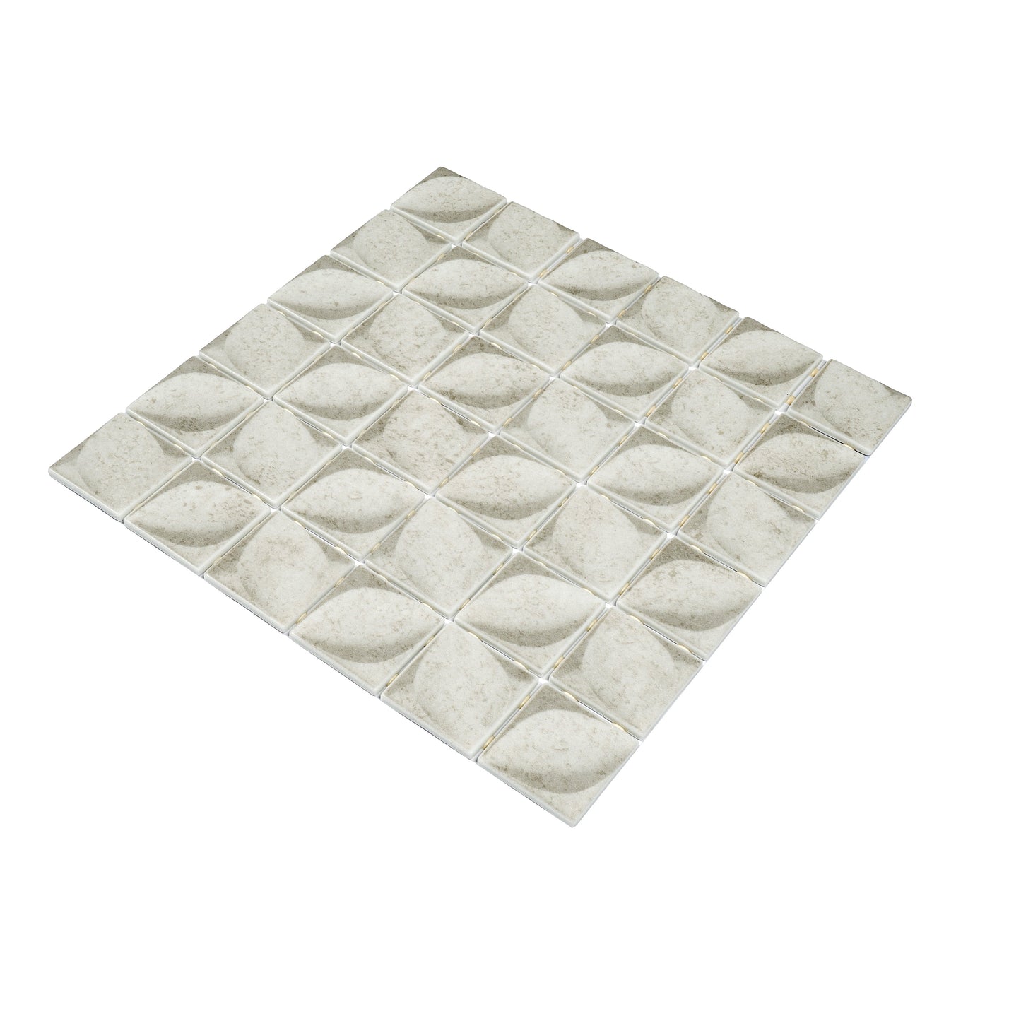 Beige 12x12 Matte Recycled Glass Square Mosaic Tile - Sample