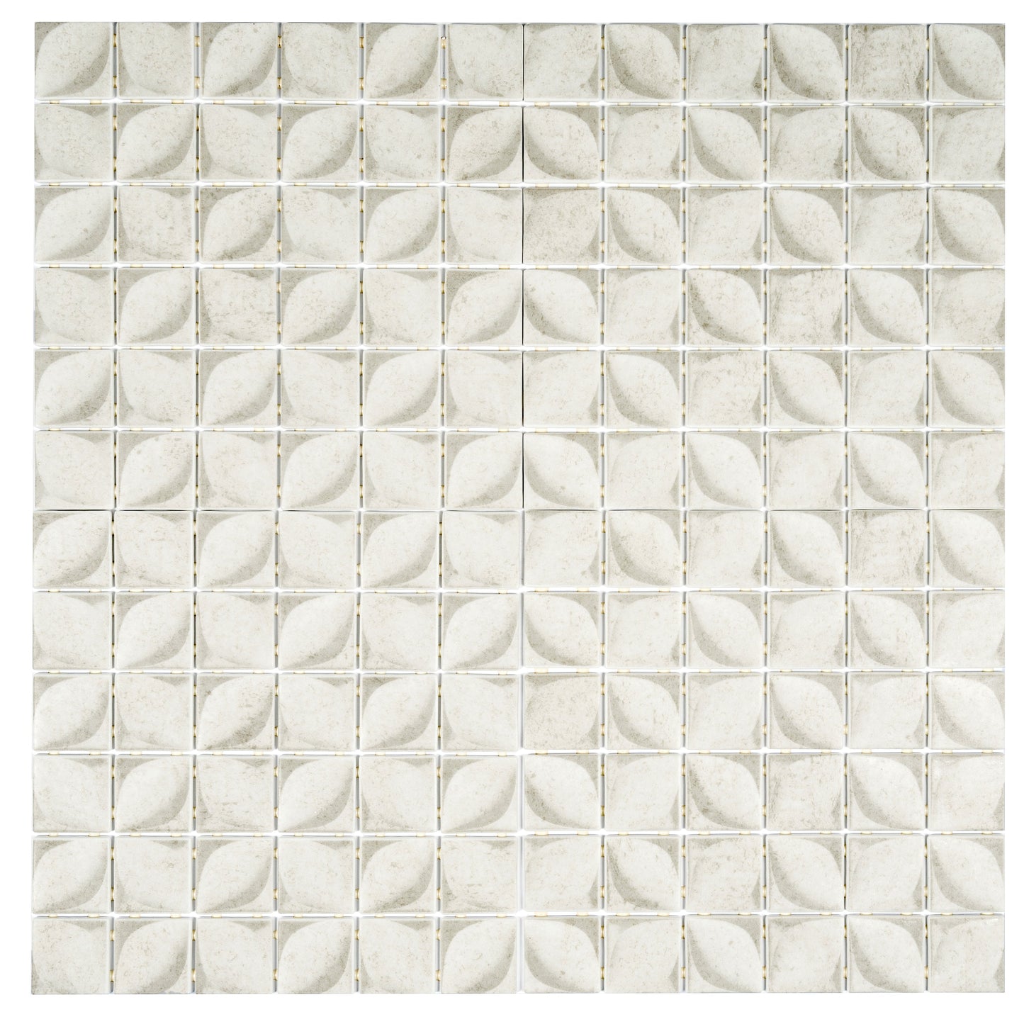 Beige 12x12 Matte Recycled Glass Square Mosaic Tile - Sample