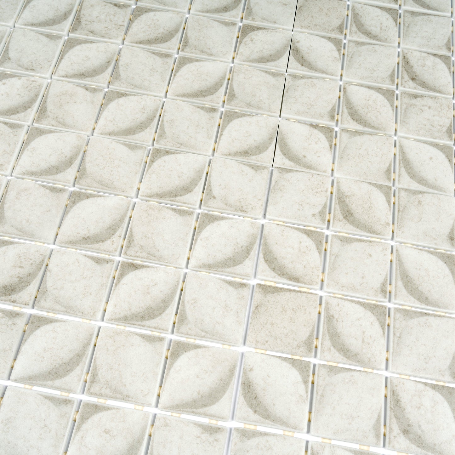 Beige 12x12 Matte Recycled Glass Square Mosaic Tile - Sample