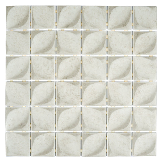 Beige 12x12 Matte Recycled Glass Square Mosaic Tile