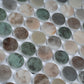 Green Beige 12x12 Matte Recycled Glass Round Mosaic Tile - Sample
