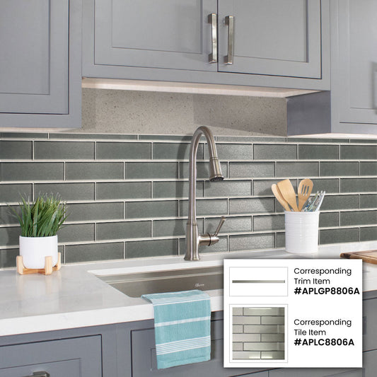 Stone Gray 0.5 x 12 Glossy Glass Pencil Trim - Sample