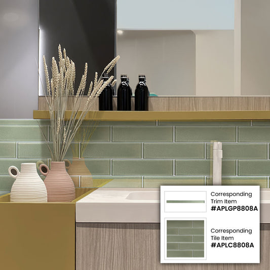 Light Green 0.5 x 12 Glossy Glass Pencil Trim - Sample