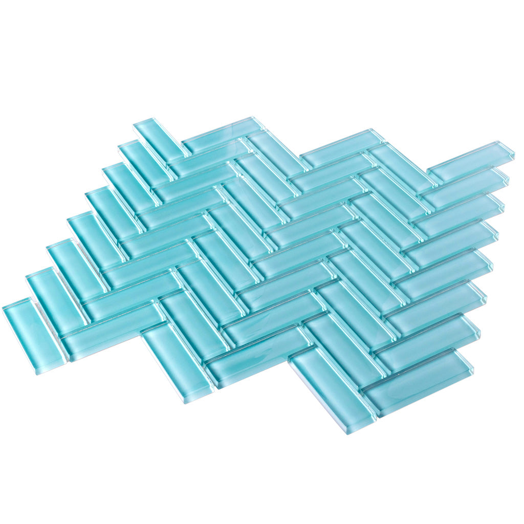 Sky Blue 11 x 13 Glossy Glass Mosaic Tile