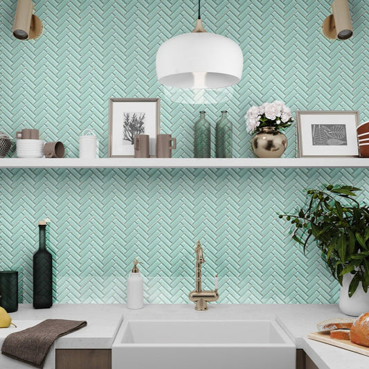 Blizzard Blue 11 x 13 Glossy Glass Mosaic Tile - Sample