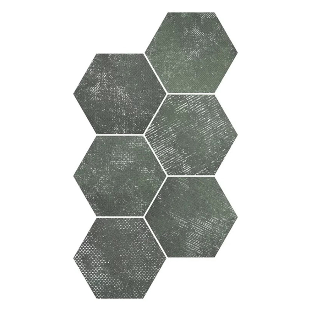 Olive Green 9 x 11 Textured Porcelain Hexagon Tile – Tiletopia