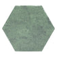 matte moss green porcelain hexagon tile measuring 9 by 11 inches with textured surface