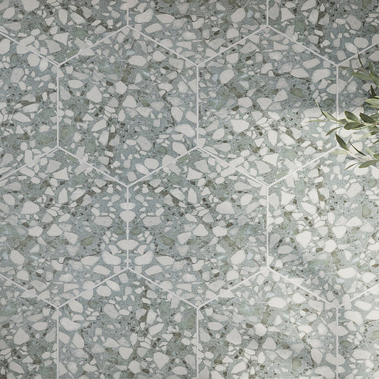 Sage Green 9 x 11 Matte Porcelain Hexagon Tile