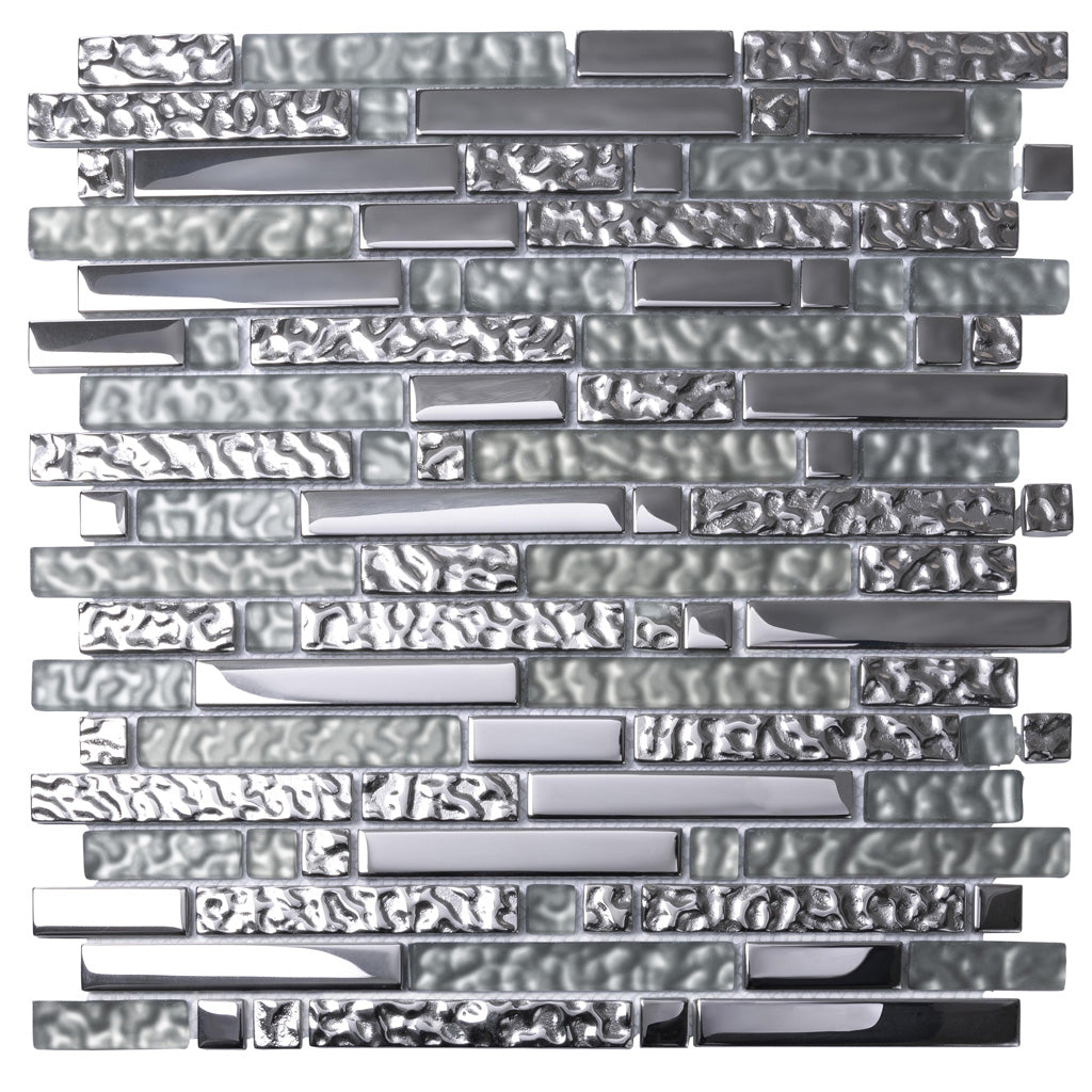 Silver 12 x 12 Glossy, Matte Glass Mosaic Tile