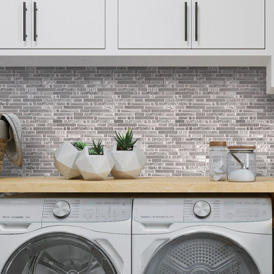 Silver 12 x 12 Glossy, Matte Glass Mosaic Tile - Sample