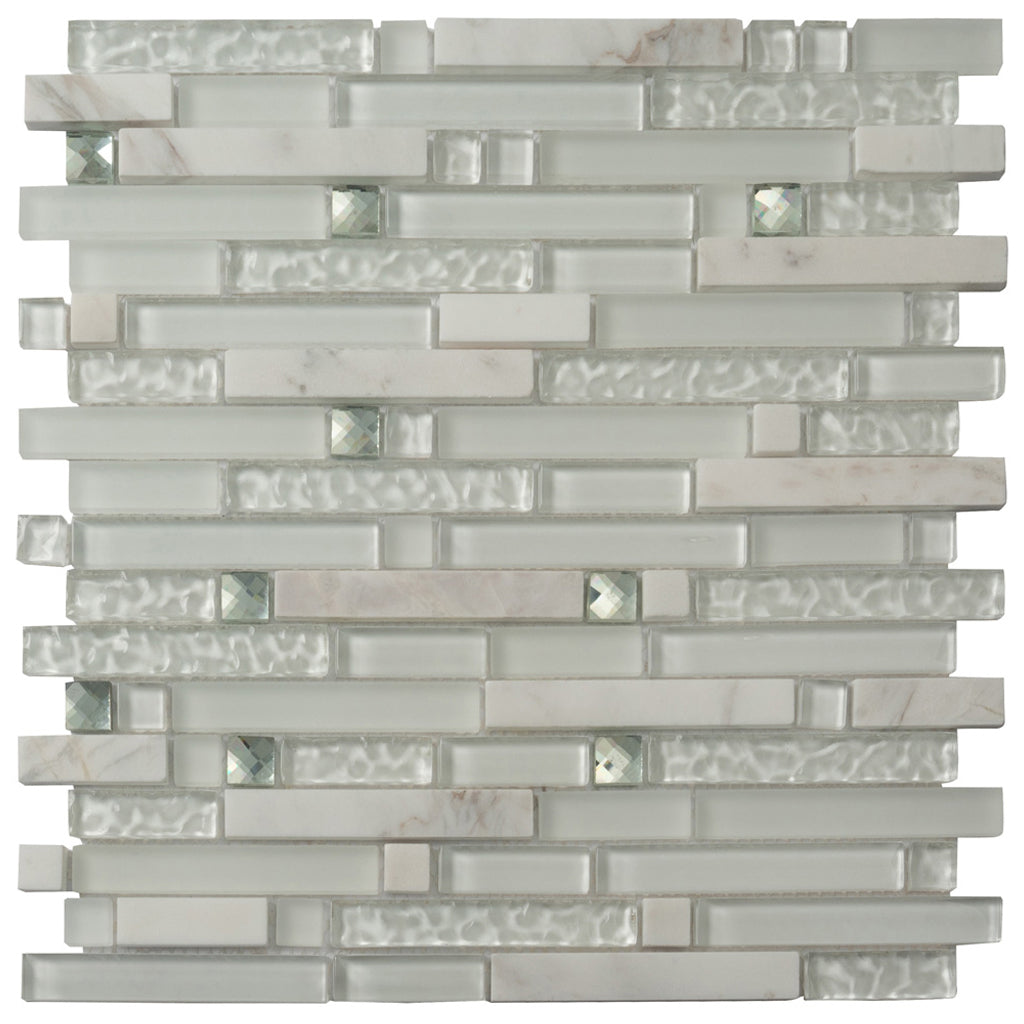 White 12 x 12 Glossy, Matte Glass Mosaic Tile