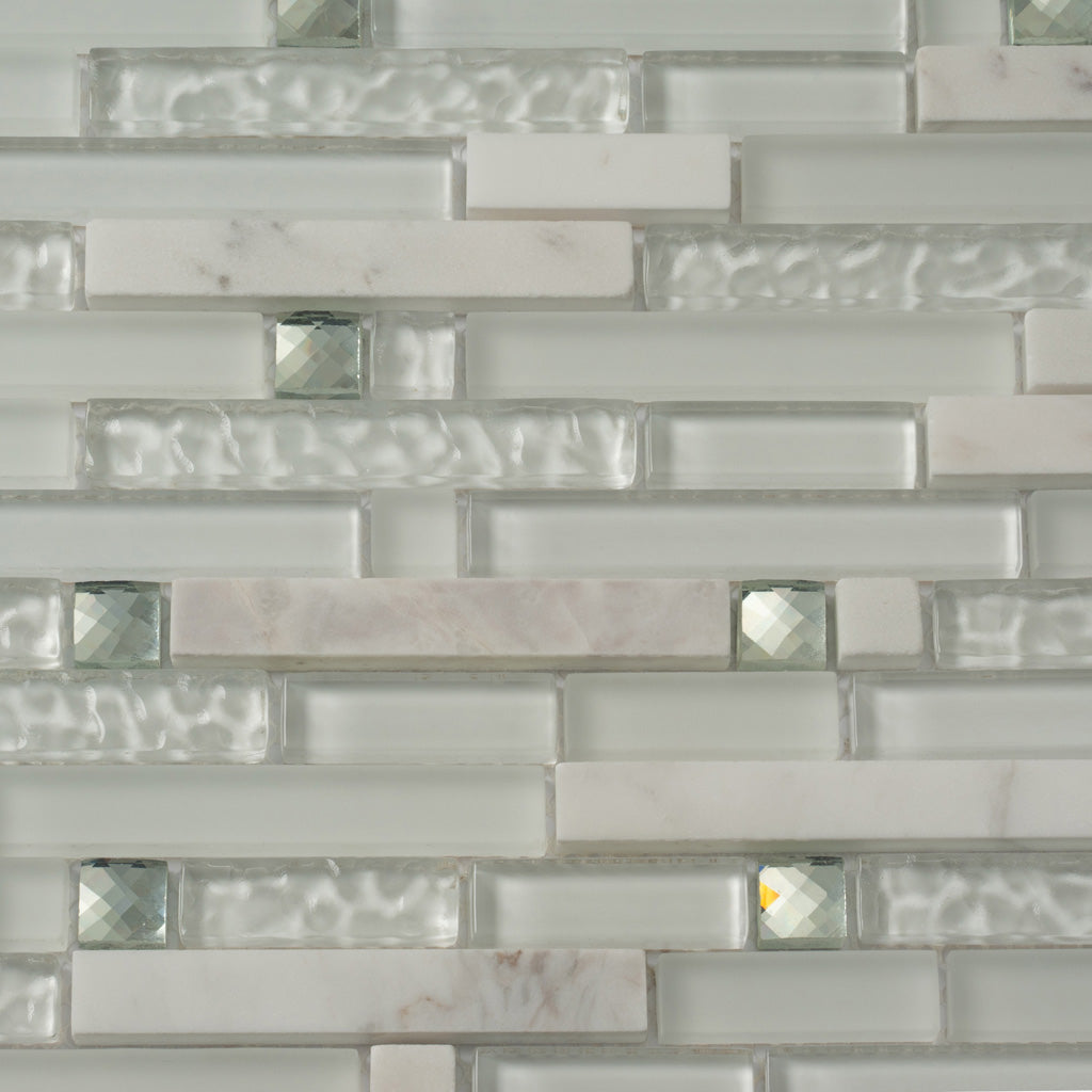 White 12 x 12 Glossy, Matte Glass Mosaic Tile