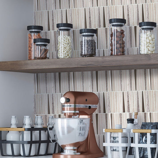 Gray 12 x 12 Polished, Textured Glass, Stone Mosaic Tile - Sample