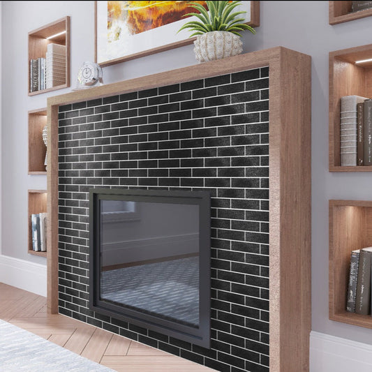 Dark Shimmer Gray 2 x 8 Polished Glass Subway Tile - Sample