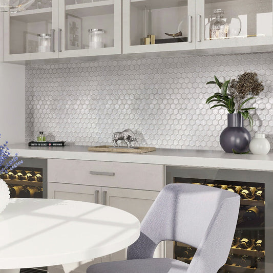 White 12 x 12 Glossy, Matte Glass Mosaic Tile - Sample