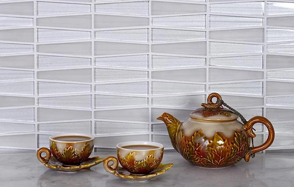 White 12 x 13 Glossy, Matte Glass Mosaic Tile - Sample