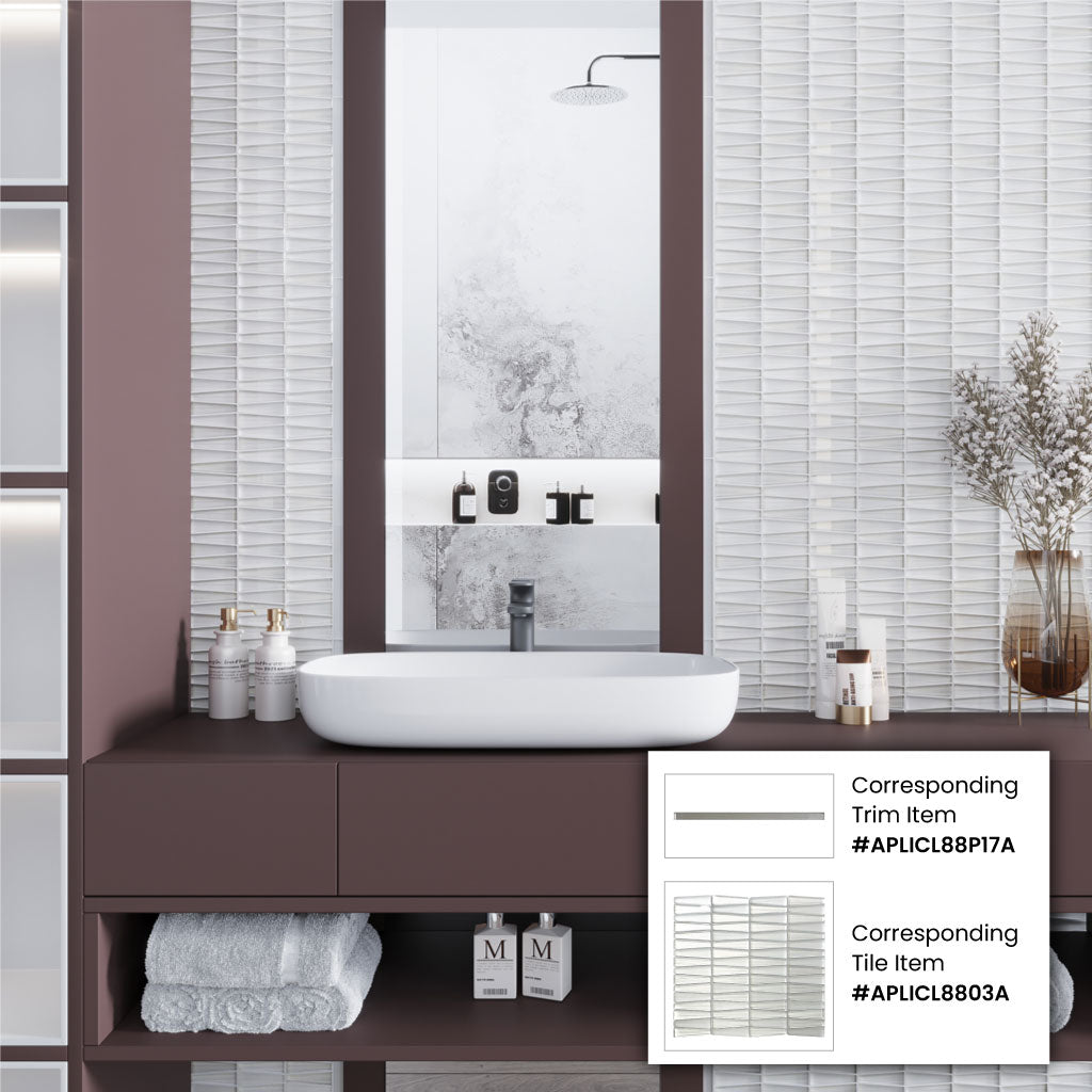 White 12 x 13 Glossy, Matte Glass Mosaic Tile - Sample