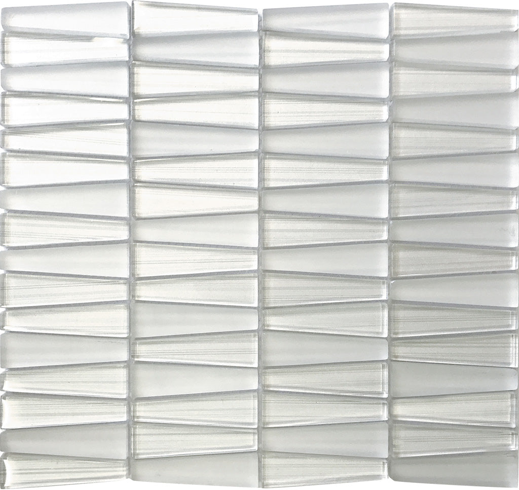 White 12 x 13 Glossy, Matte Glass Mosaic Tile - Sample