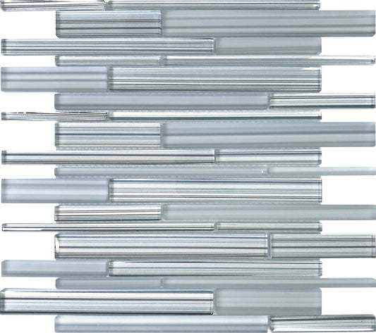 Blue and Gray 12 x 12 Glossy Matte Glass Mosaic Tile