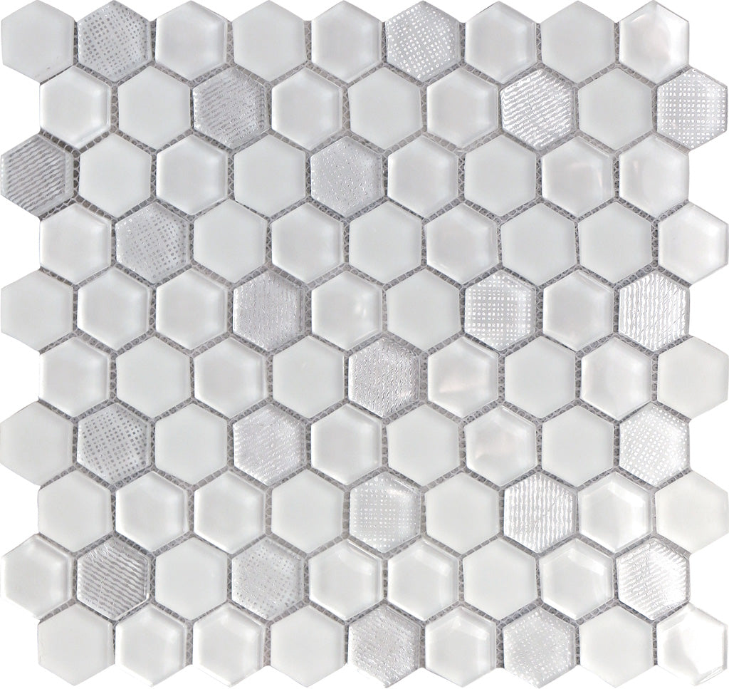 White 12 x 12 Glossy, Matte Glass Mosaic Tile