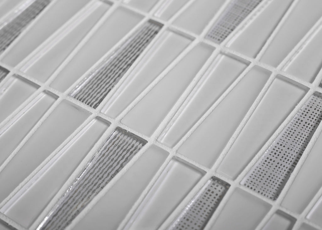 White 12 x 13 Glossy, Matte Glass Mosaic Tile - Sample